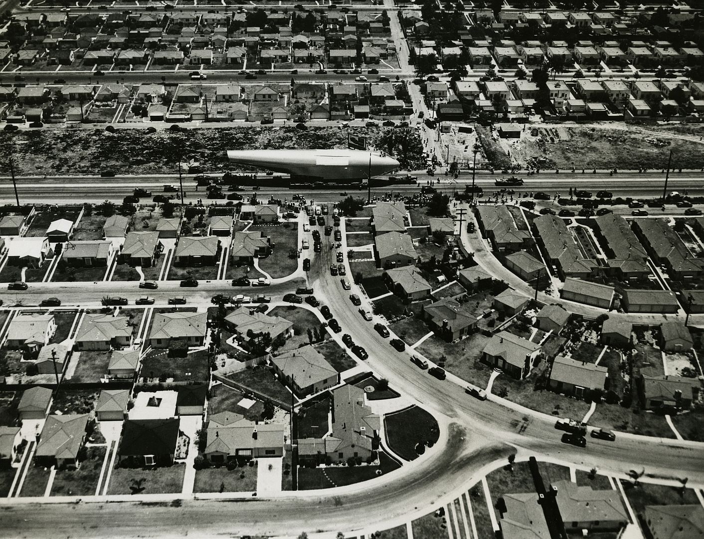 Hughes Flying Boat Being Transported From Culver City To Terminal Island California 1946 Hughes Flying Boat Being Transported From Culver City To Terminal Island California 1946