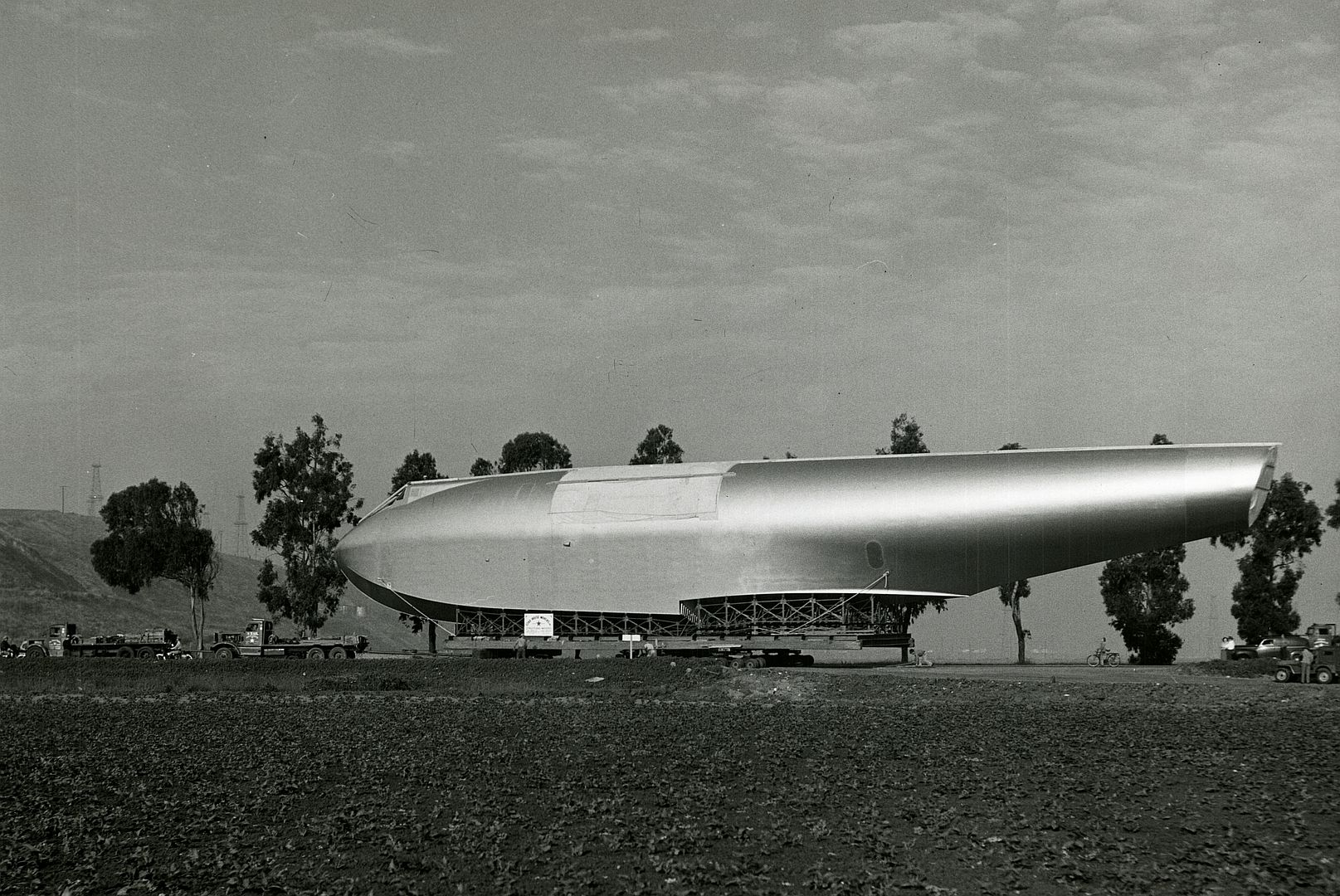 Hughes Flying Boat Fuselage In Transit To Terminal Island California June 14 1946 Hughes Flying Boat Fuselage In Transit To Terminal Island California June 14 1946