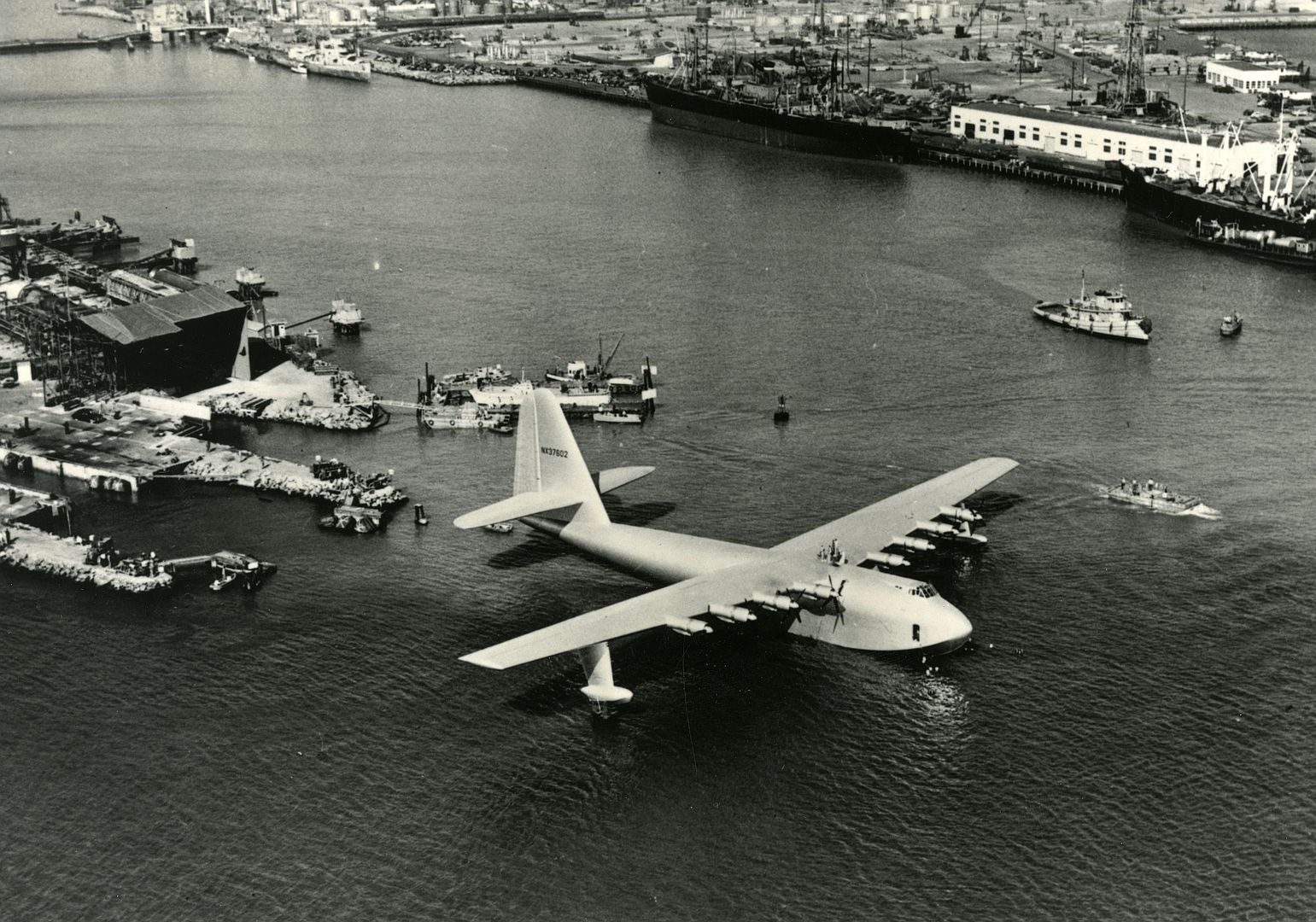 Hughes Flying Boat In The Los Angeles Harbor California 1947 Hughes Flying Boat In The Los Angeles Harbor California 1947