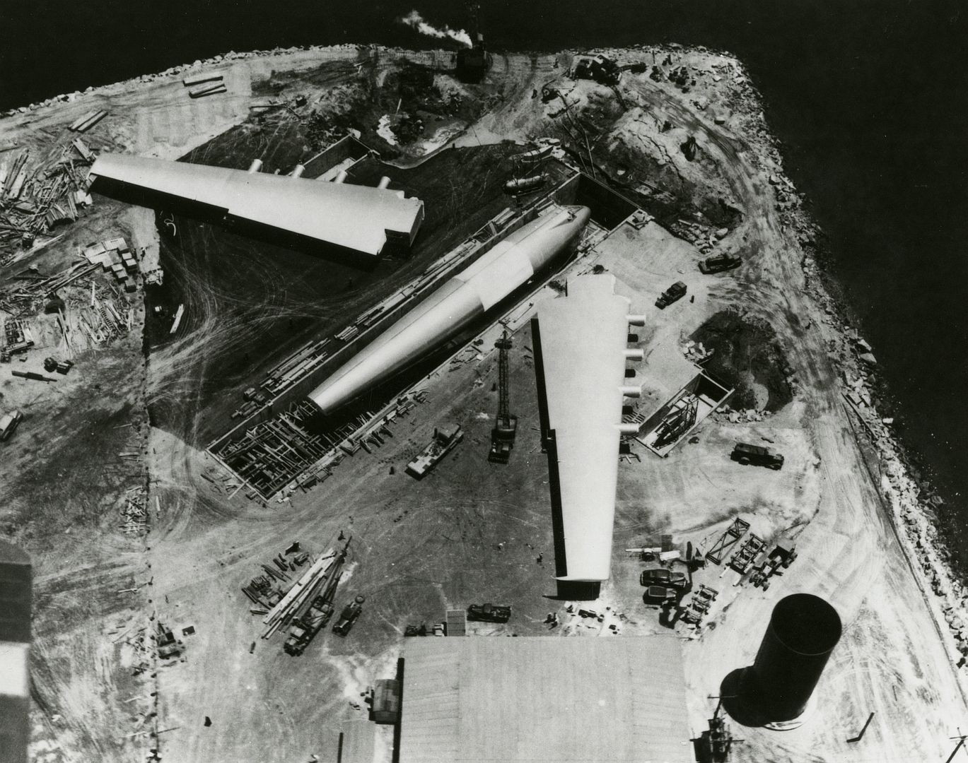Hughes Flying Boat On Terminal Island In The Los Angeles Harbor 1947 Hughes Flying Boat On Terminal Island In The Los Angeles Harbor 1947