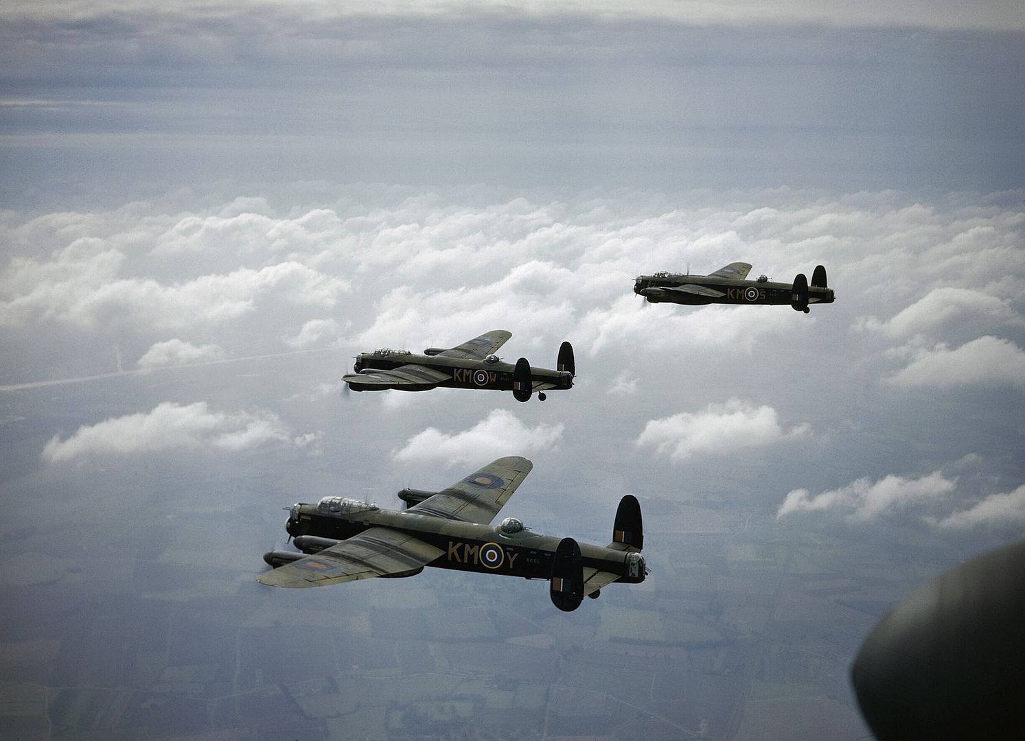 Lancaster B Mark Is Of No 44 Squadron Royal Air Force Based At Waddington Lincolnshire Flying Above The Clouds
