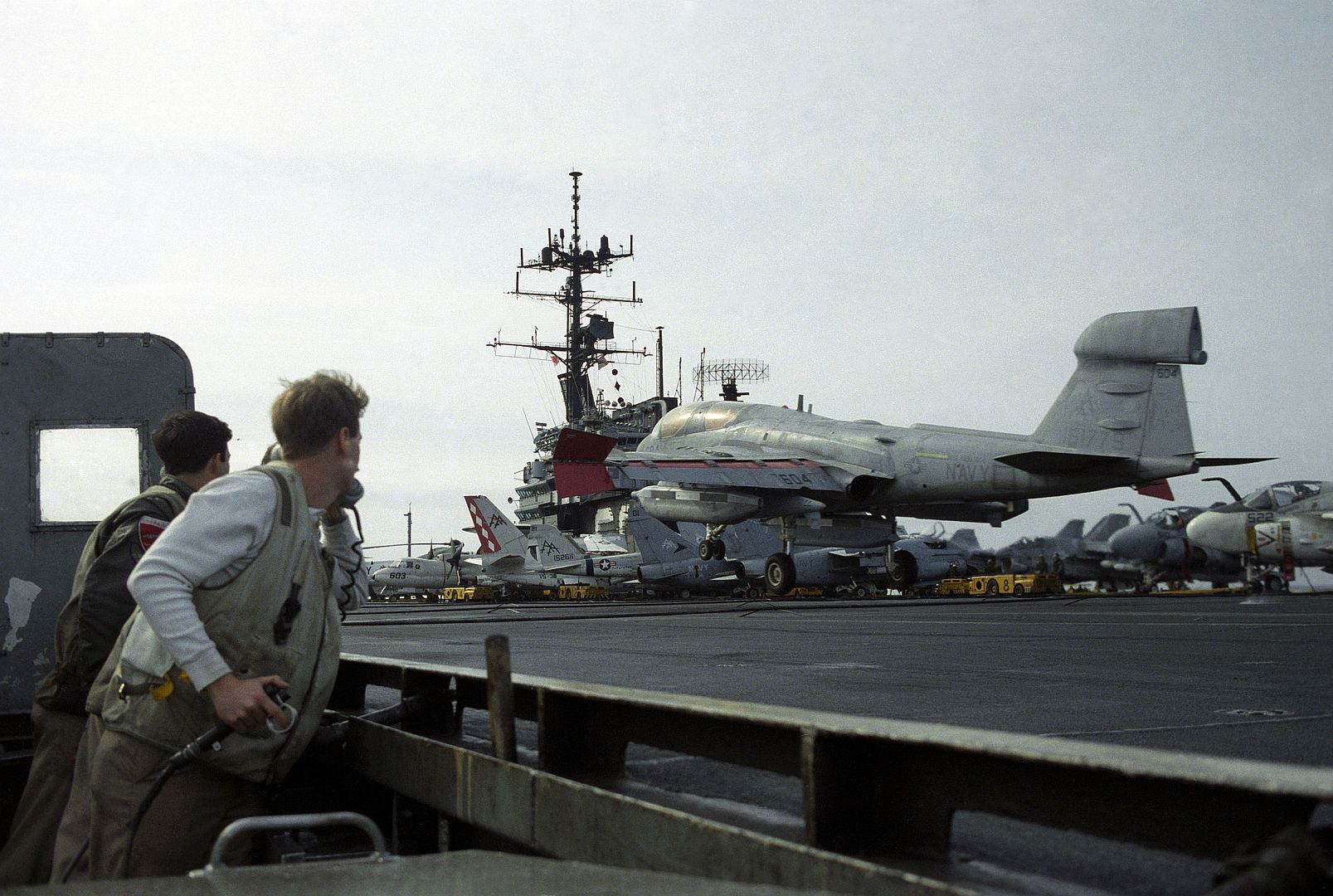 6B Prowler Aircraft Lands Aboard The Aircraft Carrier USS SARATOGA