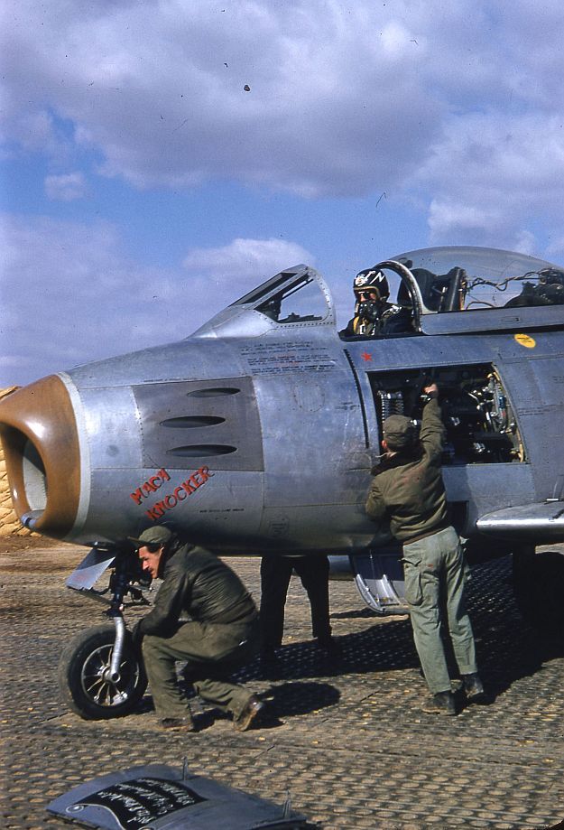 Left Side View Of The Front Of A North American F 86E Sabre Mach Knocker Sn 50 620 Cn 170 42