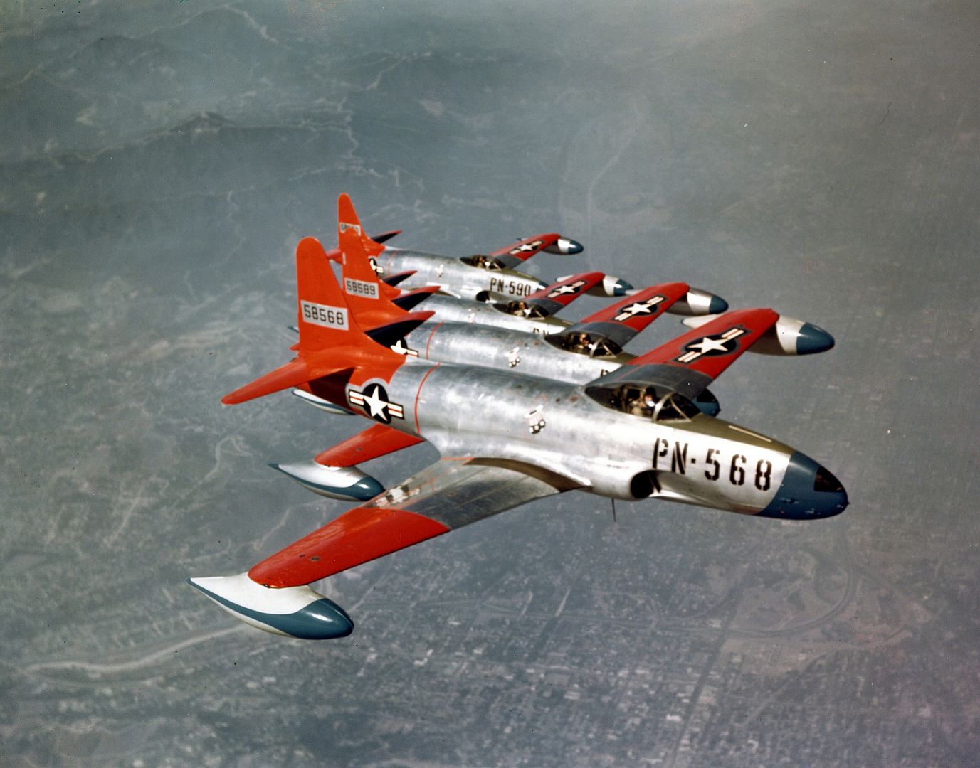 Lockheed P 80A Shooting Stars Of The 94th Fighter Squadron 94FS In Flight