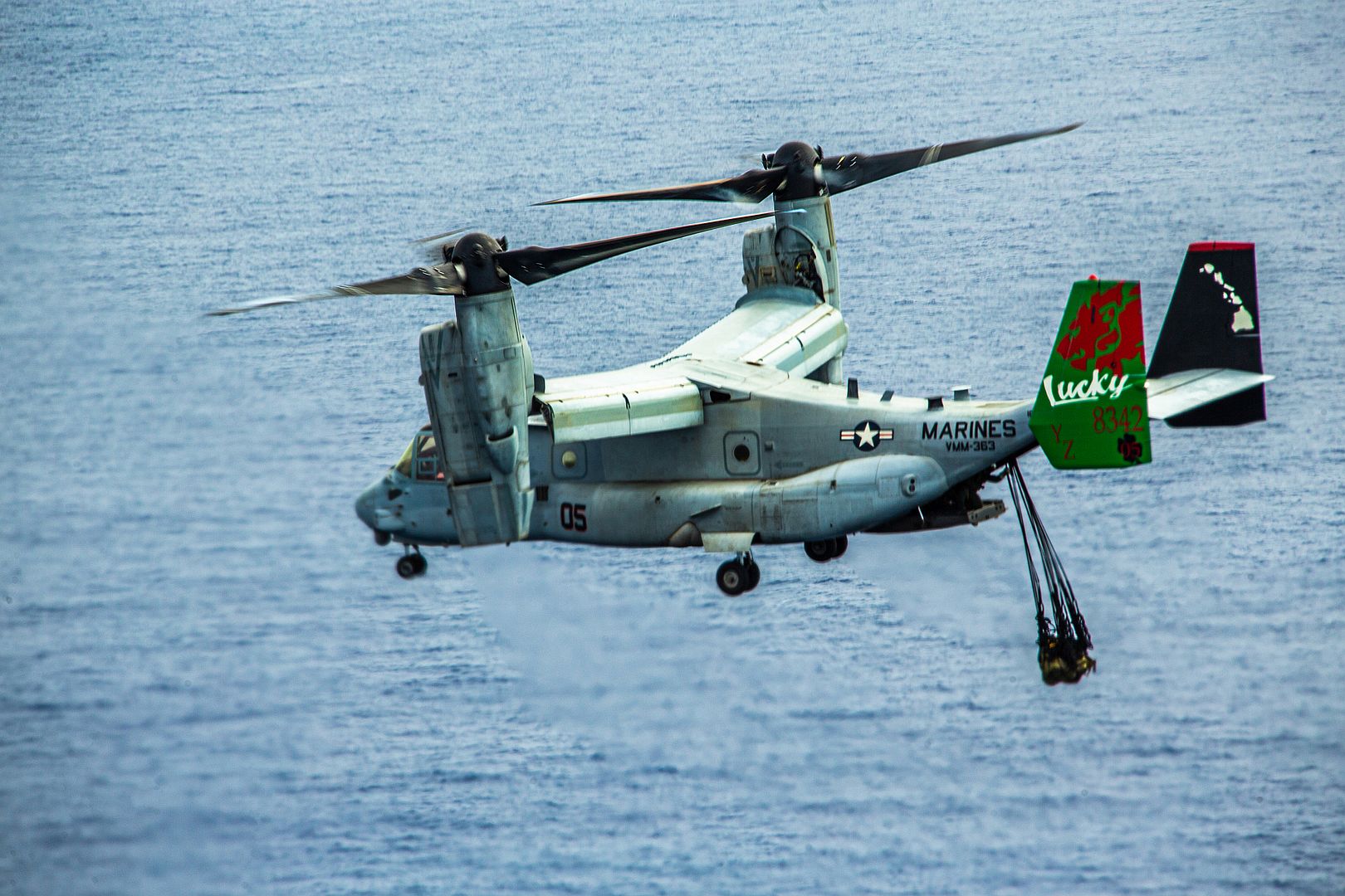 MV 22B Osprey Attached To The Lucky Red Lions Of Marine Medium Tiltrotor Squadron VMM 363