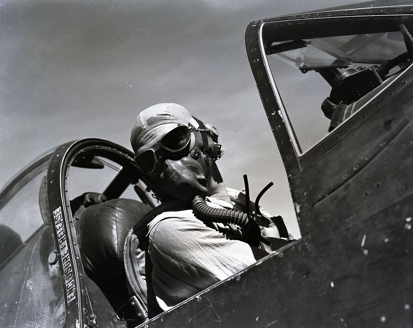 Marine Fighter Pilot In The Cockpit Of His Corsair