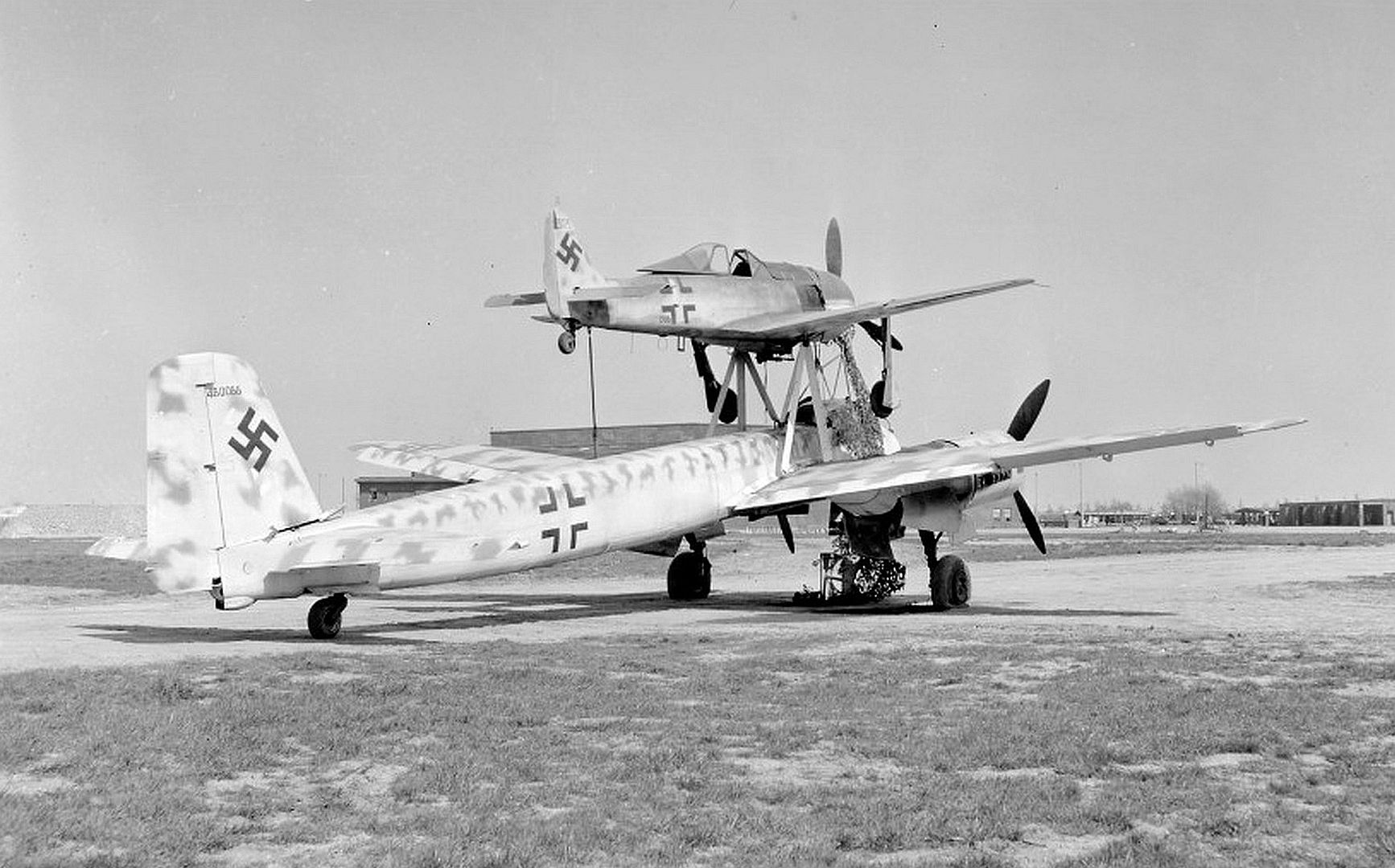 Mistel Ju 88 With Fw 190 Mounted On Back US Army Photo 16 May 1945