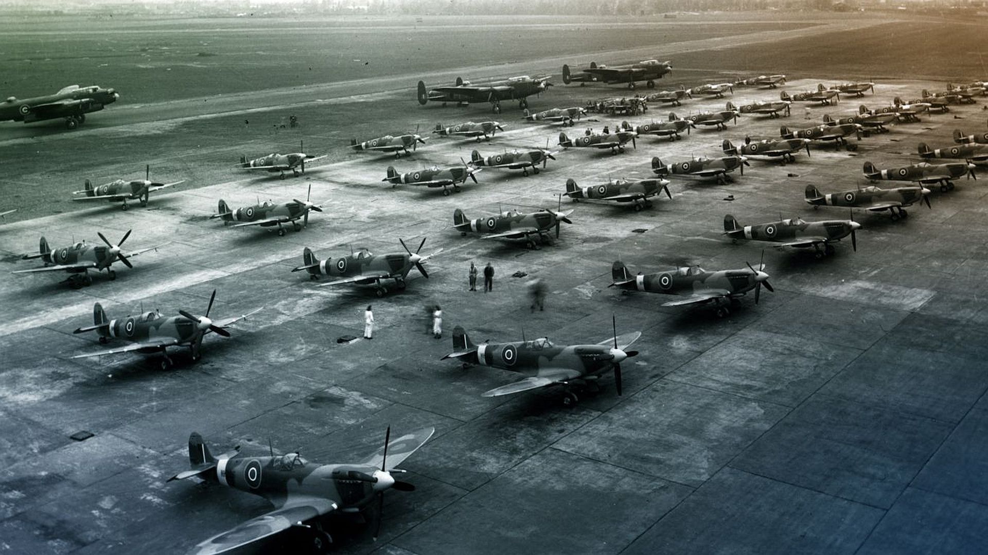 New Spitfires Are Lined Up Ready For The RAF New Spitfires Are Lined Up Ready For The RAF