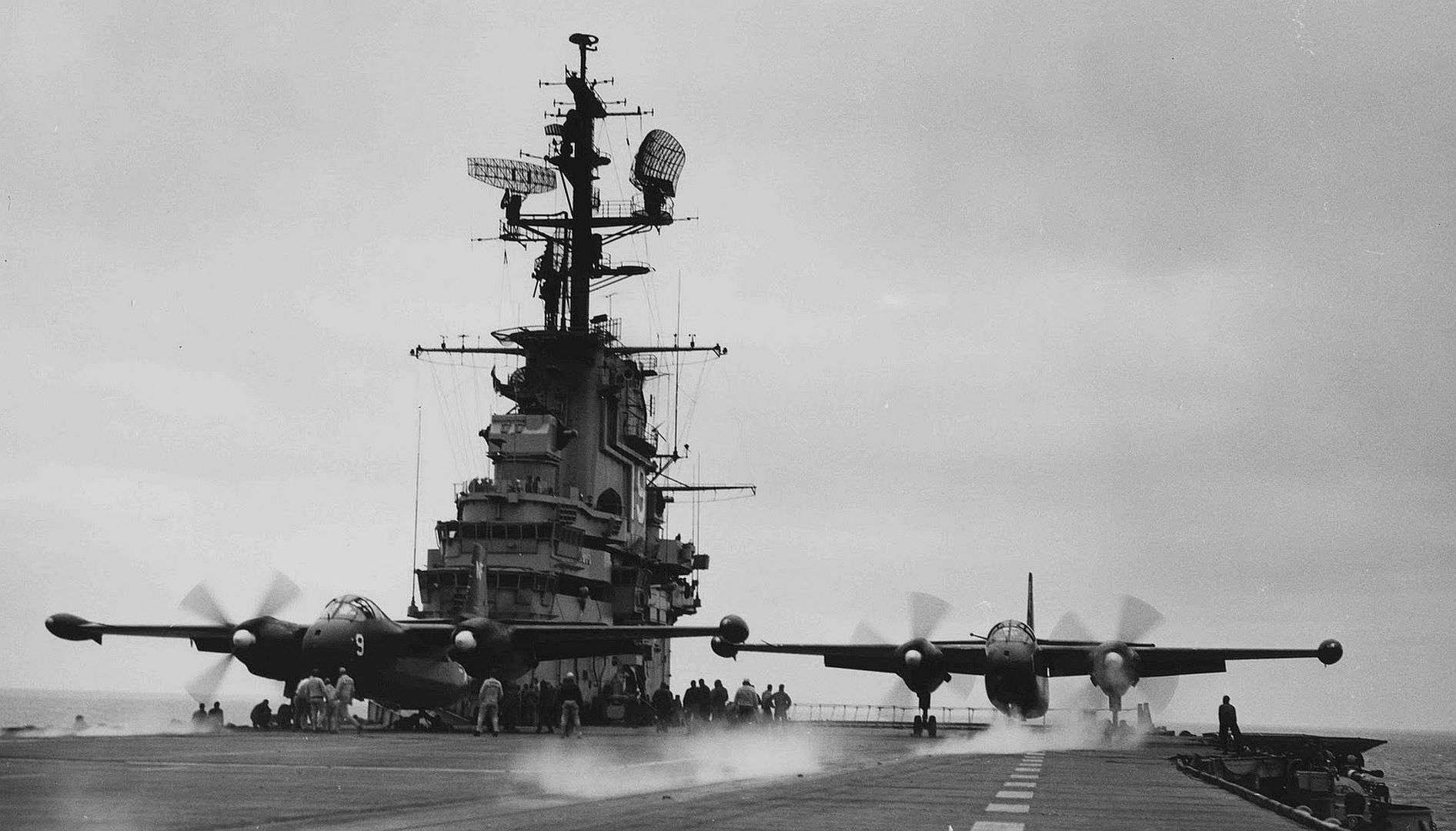 North American AJ Savages Testing Steam Catapults On USS Hancock September 28 1954