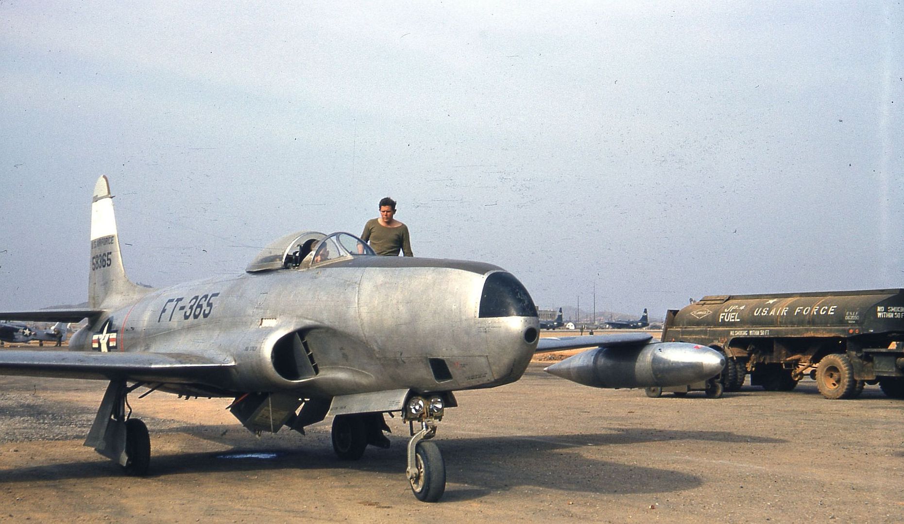 One Half Right Front View Of A Lockheed RF 80A Shooting Star Sn 45 8365 Bearing The Markings Of The 15th Tactical Reconnaissance Squadron Somewhere In Korea