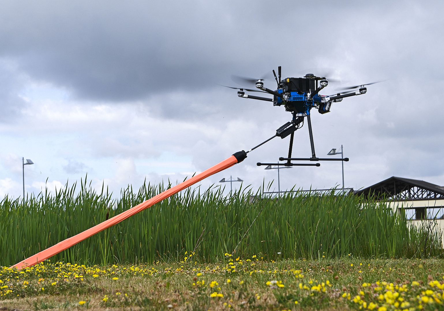 Paladin Drone With A Net Attachment Takes Off During A 52nd Security Forces Squadron Facilitated Paladin Drone Overview Assessment July 21 2022 Paladin Drone With A Net Attachment Takes Off During A 52nd Security Forces Squadron Facilitated Paladin Drone Overview Assessment July 21 2022