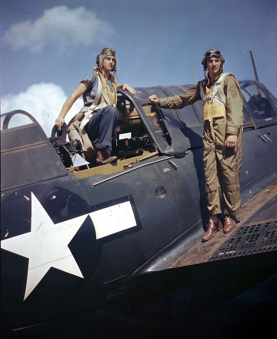 Pilot And Gunner Dressed In Flight Gear And Ready To Go Aloft On A SB2C