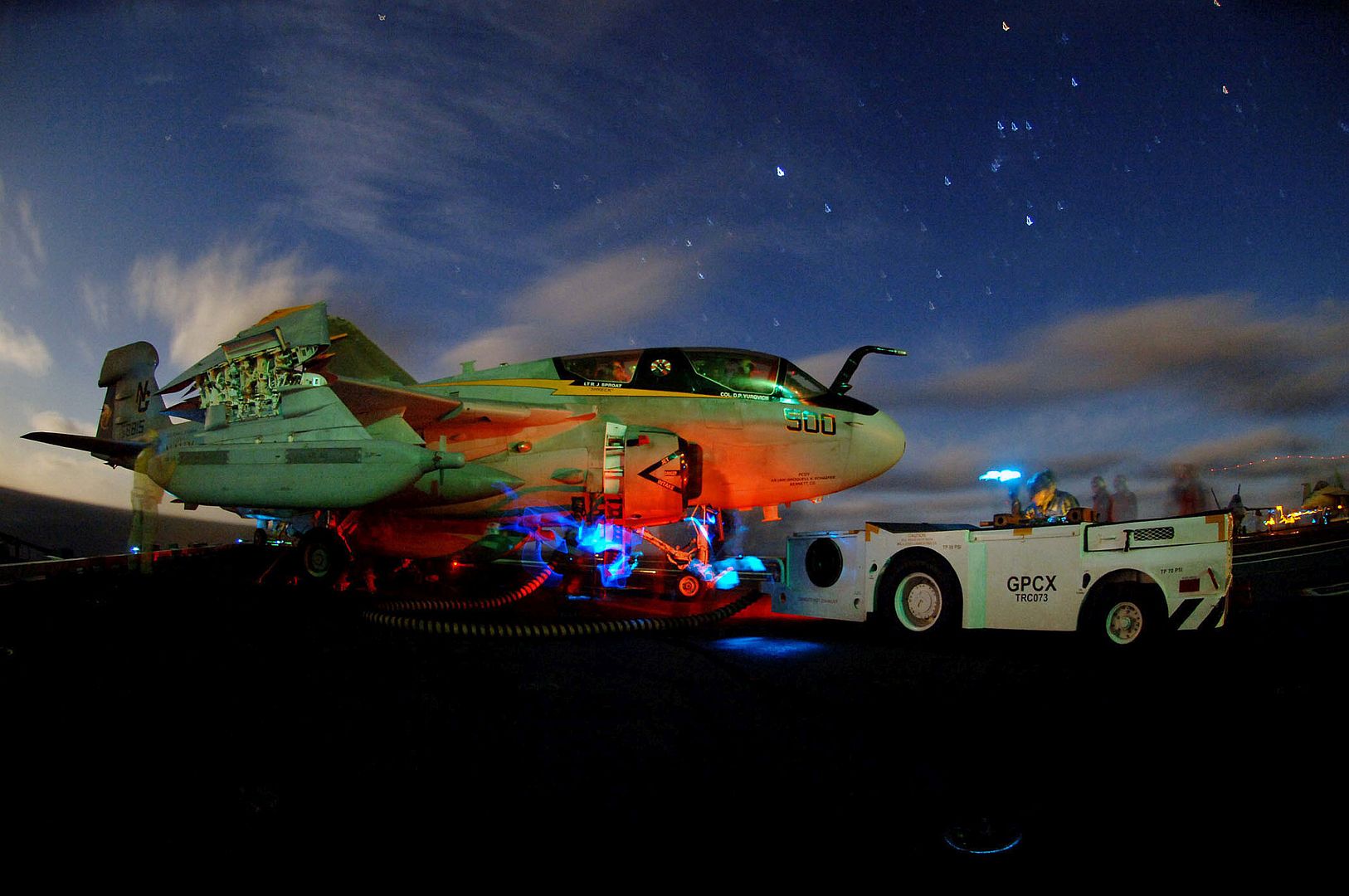 6B Prowler Aircraft For Nighttime Flight Operations Aboard The USN Nimitz