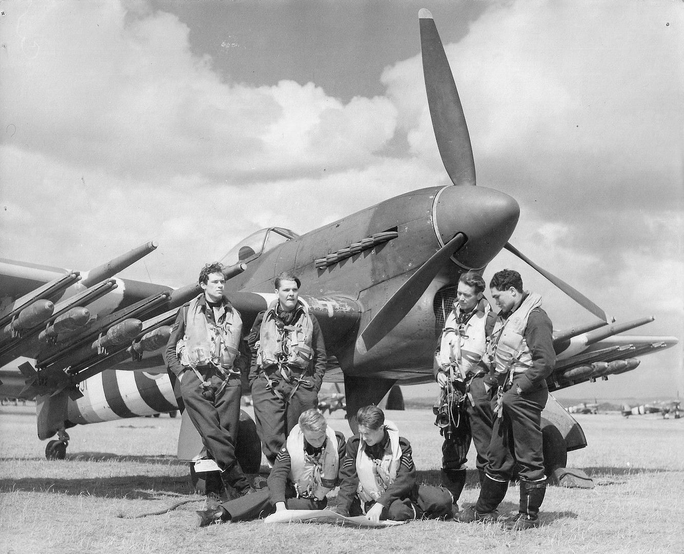 Pilots Of 198 Squadron RAF Next To Hawker Typhoon On Thorney Island England 1944 Pilots Of 198 Squadron RAF Next To Hawker Typhoon On Thorney Island England 1944