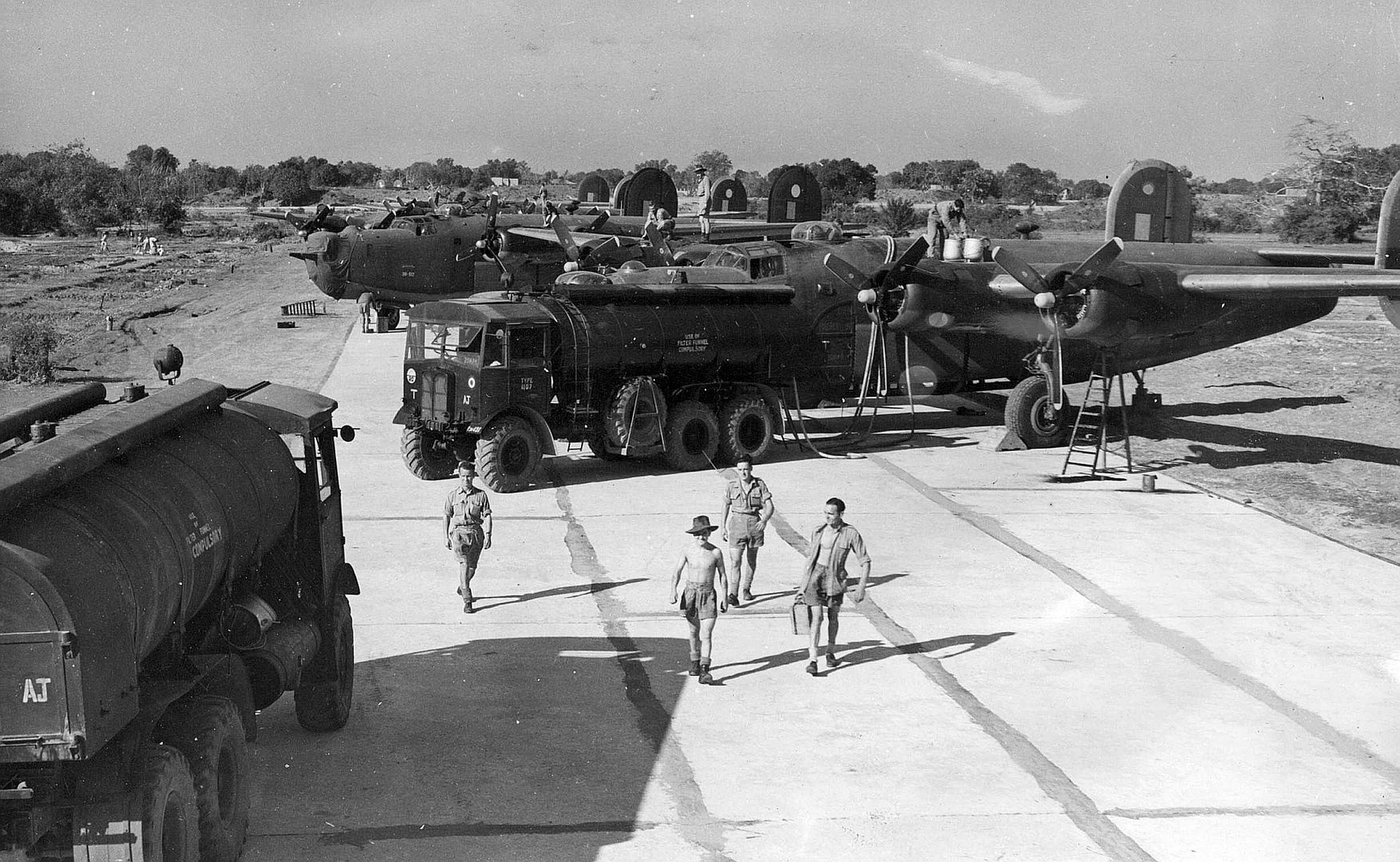  Liberators Being Refueled At A Bengal Airfield For Their Attack On Mandalay