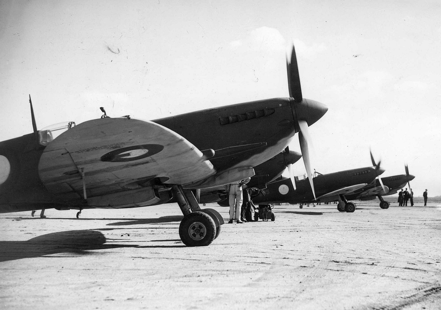 Spitfire Squadron Preparing For A Demonstration Flight