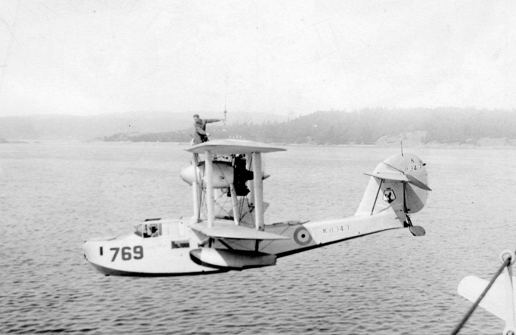 Supermarine Walrus Seaplane Suspended From A Crane
