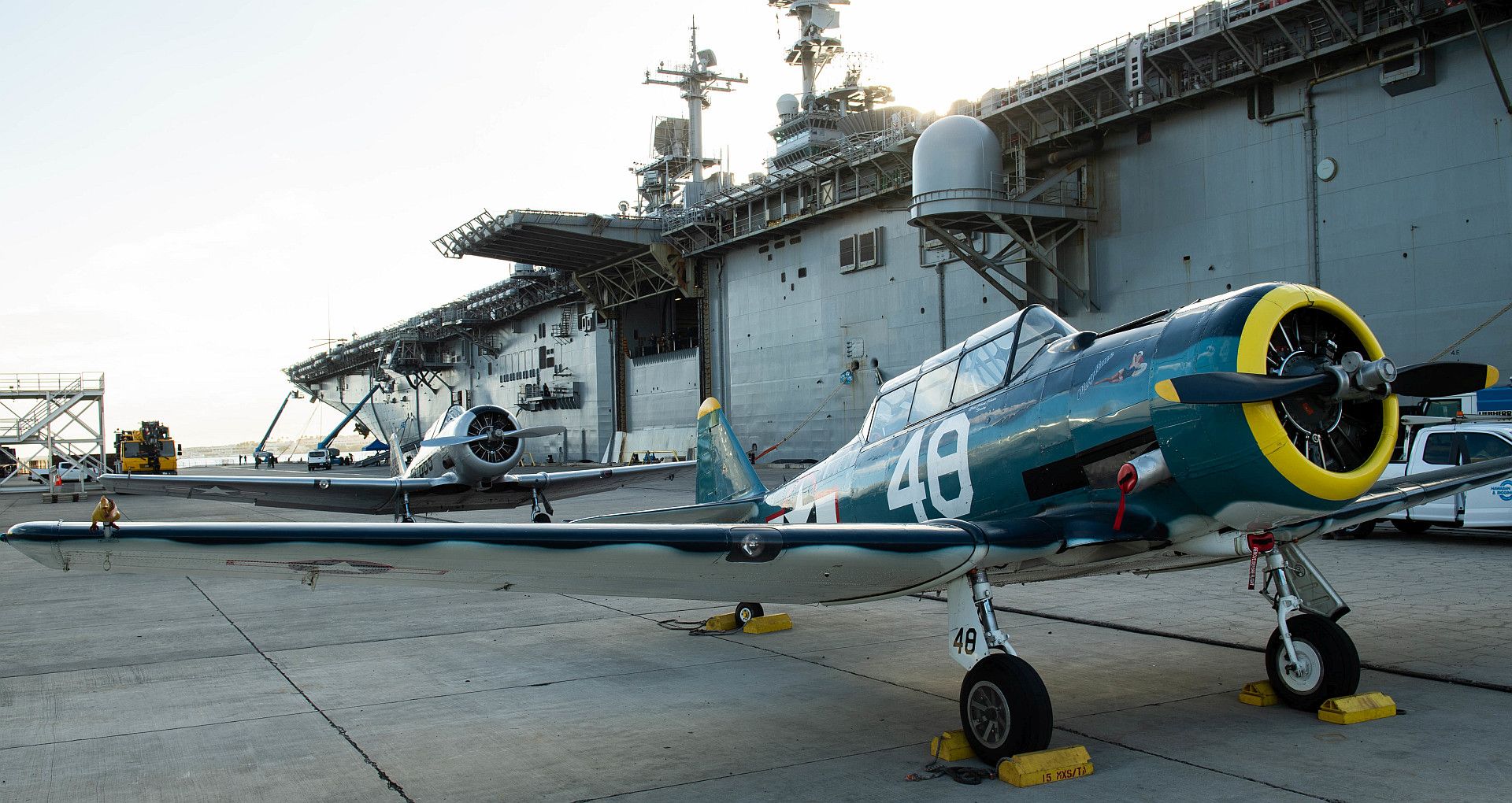 T 6 Texans Historic Vintage Military Aircraft A Group Known As The Warbirds Arrive In Pearl Harbor Aboard USS Essex