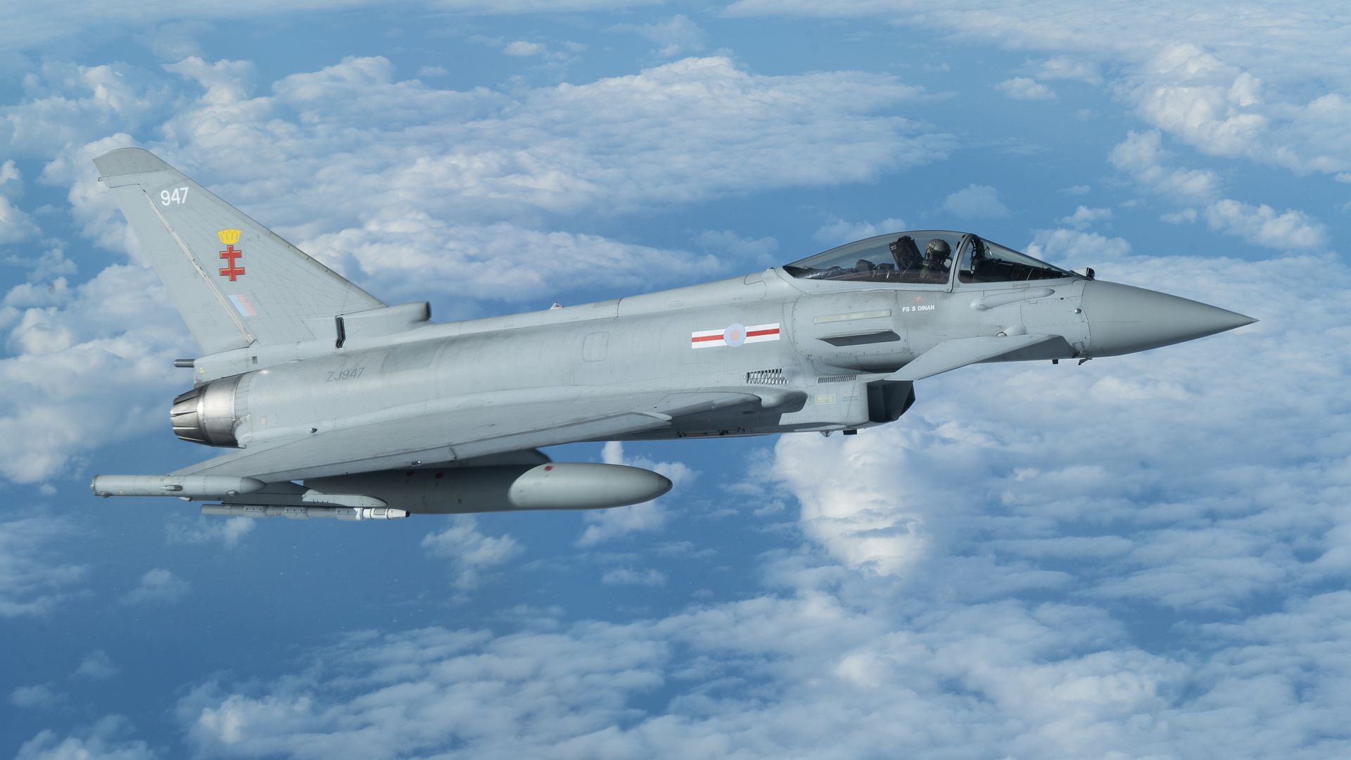 Typhoon FGR4 Fighter Aircraft Flies Beside A B 52H Stratofortress