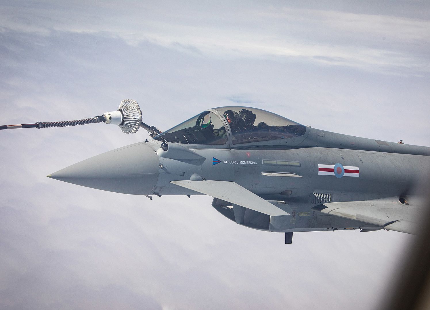 Typhoons Assigned To RAF Coningsby And RAF Lossiemouth Conduct Aerial Refueling Operations With A Voyager Tanker Aircraft Assigned To 10 Squadron From RAF Brize Norton In Support Of Exercise Point Blank 20 03 July 16 2020