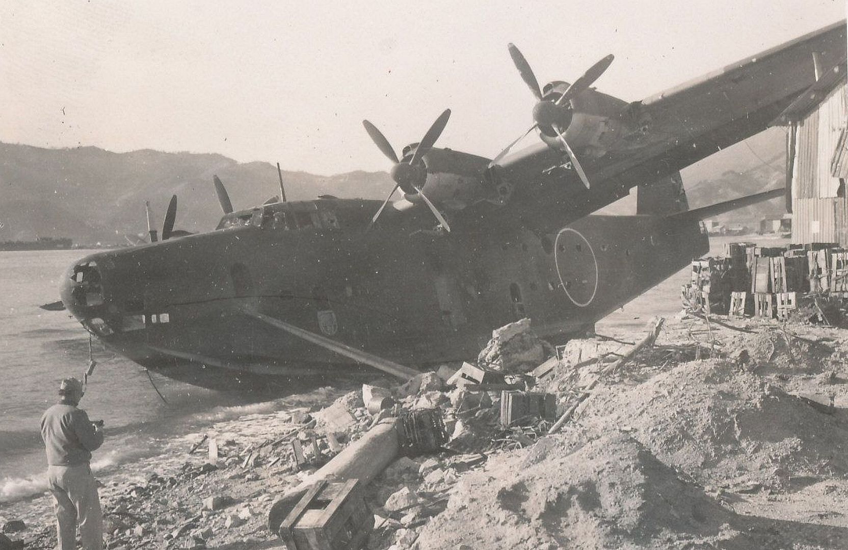 Kawanishi H6K Emily Flying Boat Beached