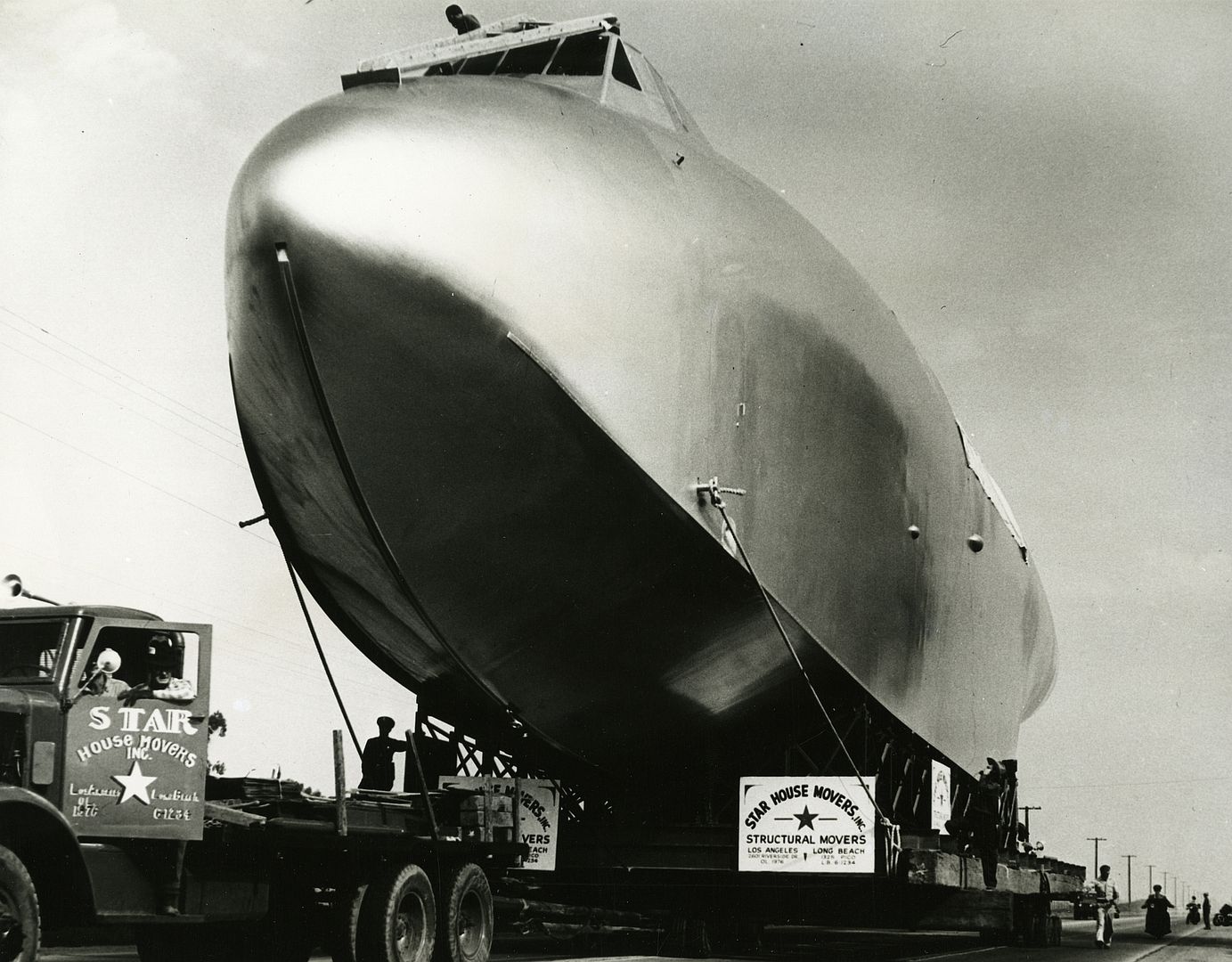 Main Section Of The Flying Boat Being Moved To Los Angeles Harbor June 1946 Main Section Of The Flying Boat Being Moved To Los Angeles Harbor June 1946