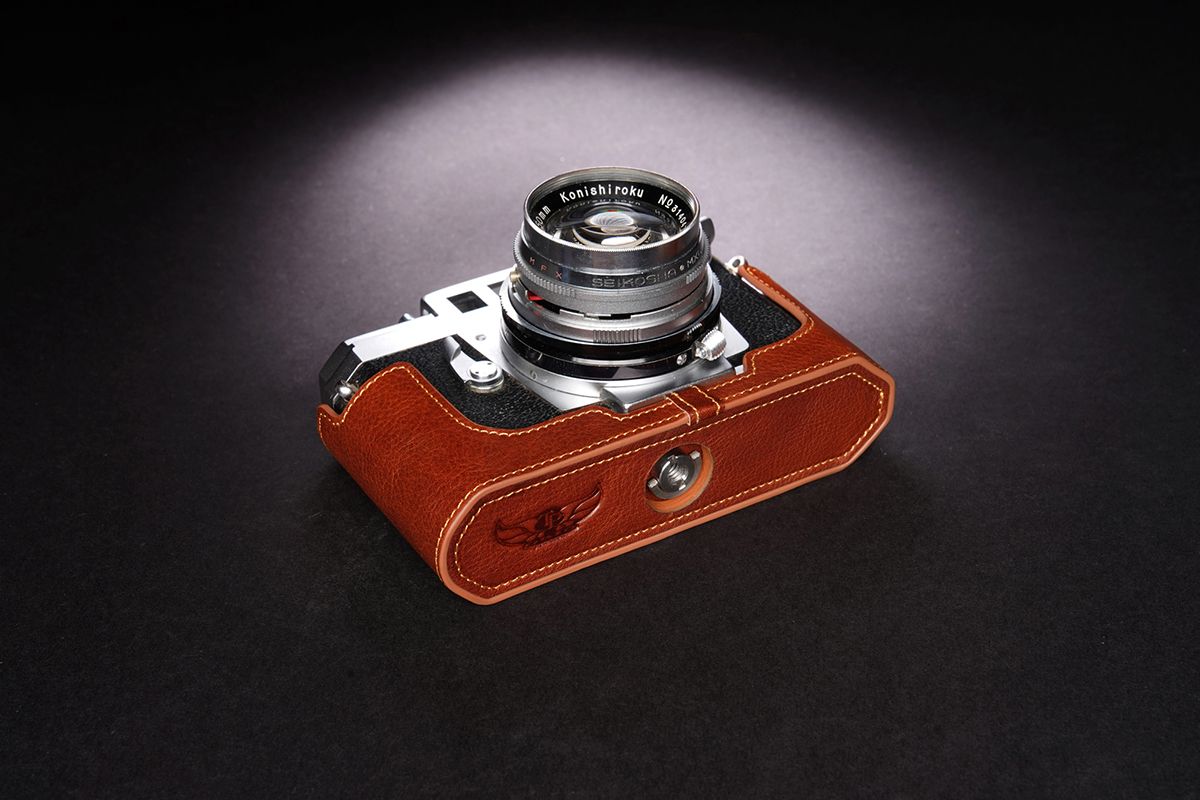 Genuine Real Leather Half Camera Case Bag Cover for Konica