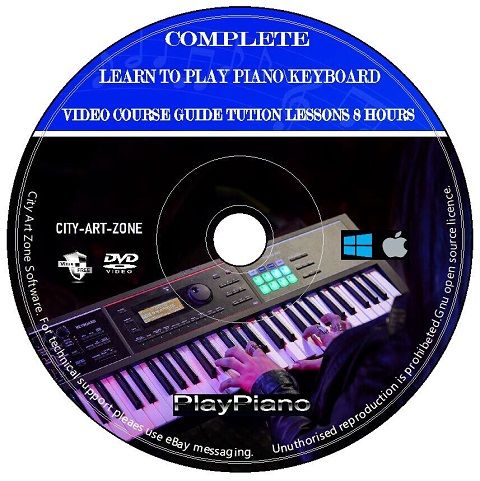 Complete Piano Keyboard Video Course Guide Tution Lessons 8 Hours PC Mac DVD