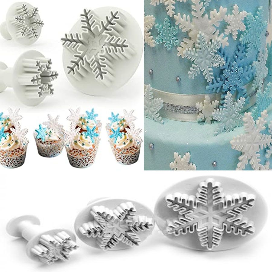 Set molde estrellas Copo De Nieve Para Pasta Tortas Galletas Fon