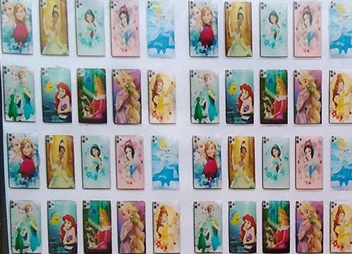 Estuche de celular diseños de princesas accesorios sticker 10PZ