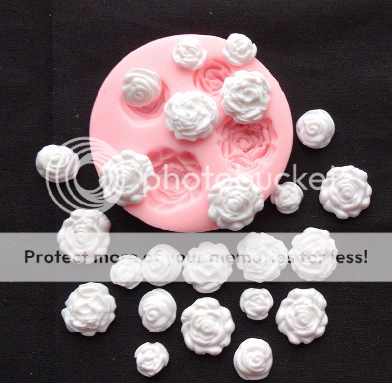 Molde silicona de rosa flores aplique con pasta moldeable
