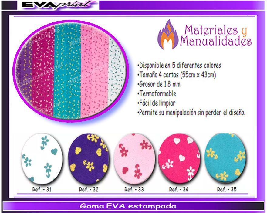 Goma eva flores para manualidades fomi impreso foamy print