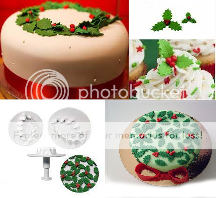 molde cortador de hojas navidad o muerdago para decorar torta pastel 