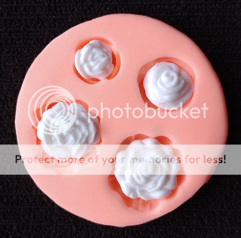 Molde en silicona de rosa flores apliques con pasta moldeable