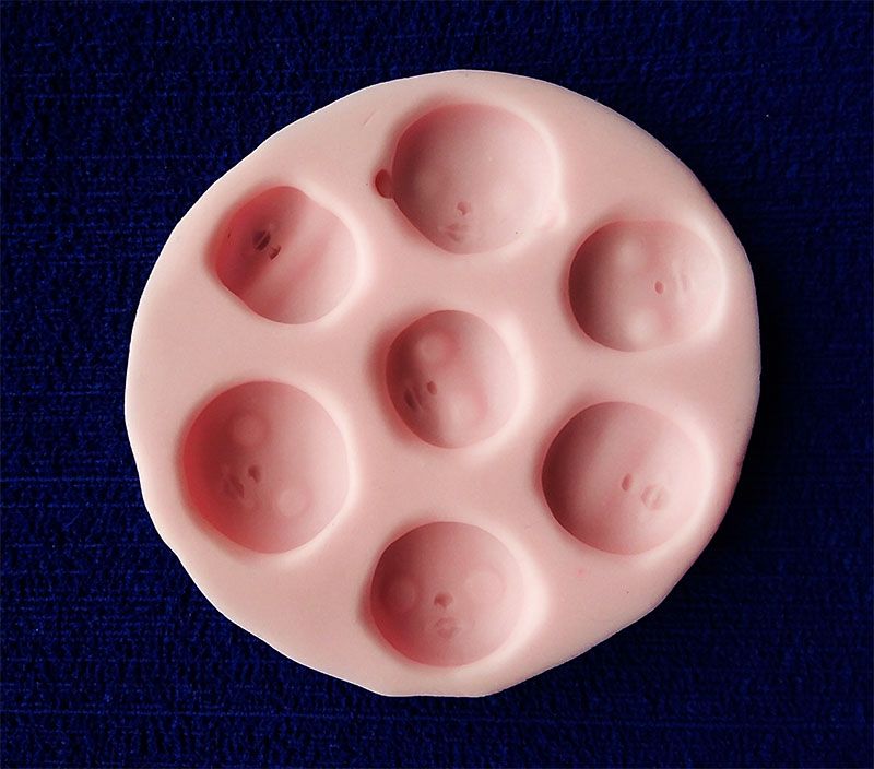 Molde silicona cara rostros para muñecos en pasta moldeable