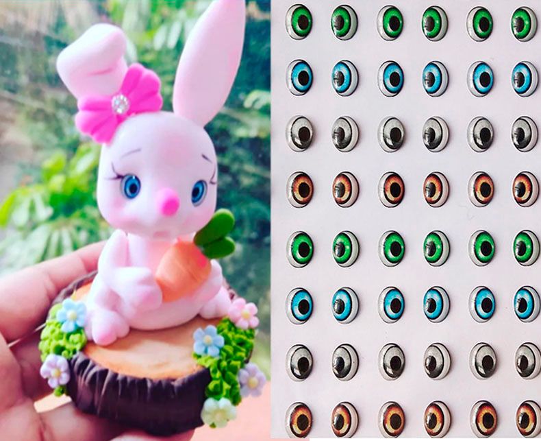 Ojos adhesivos 1cm para muñecas grandes en fomy goma eva pasta