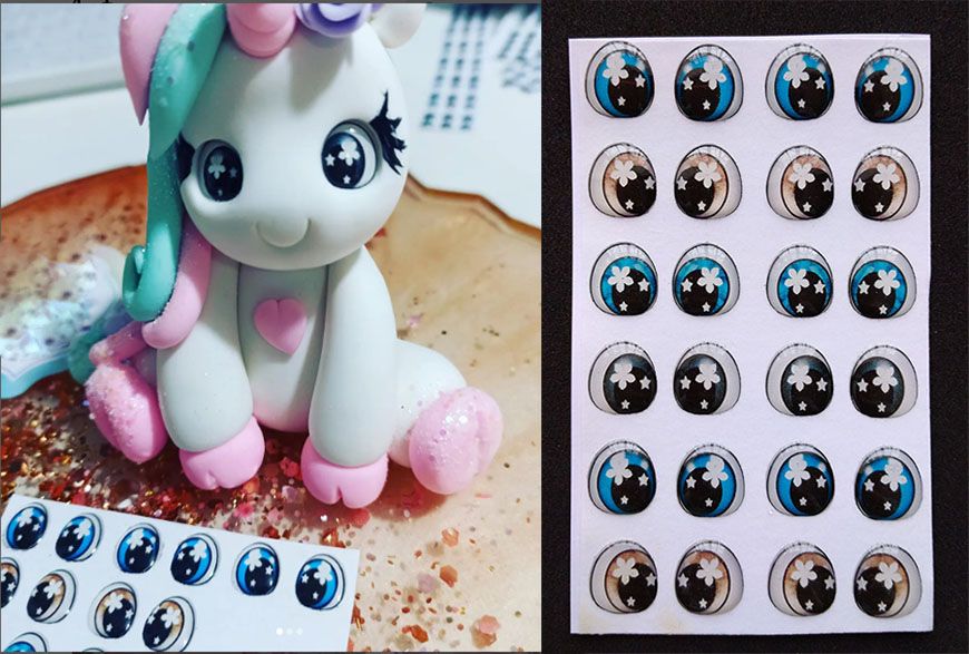 Sticker Ojos Adhesivos De 1cm iris destellante 12pz