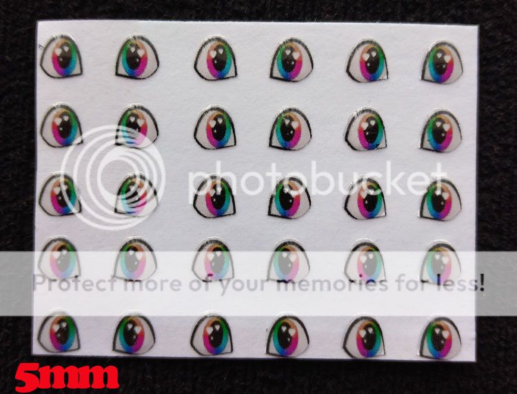 Ojos adhesivos multicolor 5mm sticker para tela foami pasta fría