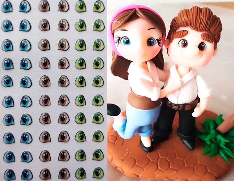 Ojos adhesivos 5mm para muñecos en tela pasta peluches15pz