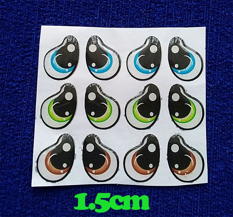 Ojos Adhesivos de 1.5 cm Despegable tipo Giordanos 8 pz