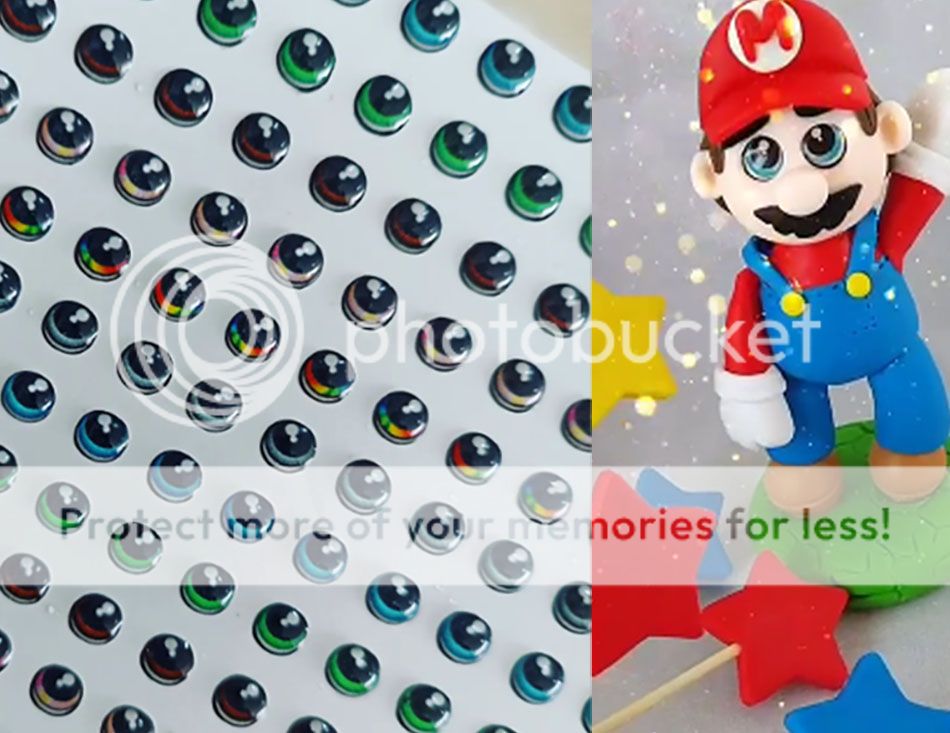 Ojos Adhesivos sticker de 1cm Resinados para toppers 12pz