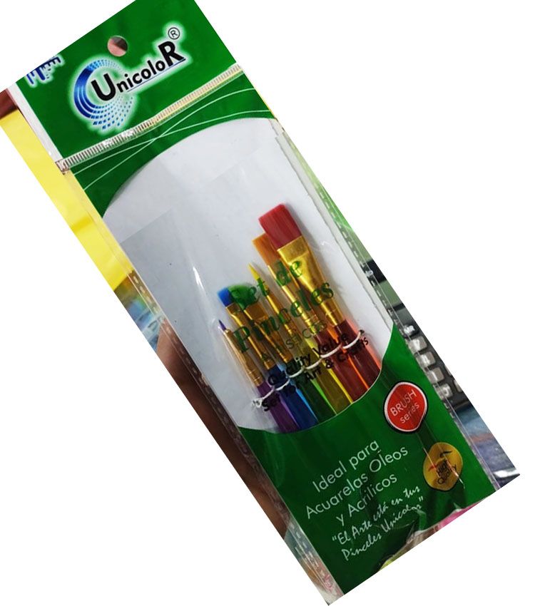 Set Pincel plano angular redondo delineador cabo corto 6pcs