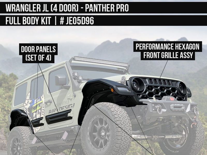 2018-2023 JEEP Wrangler JL 4DR Panther Pro Full Body Kit 1