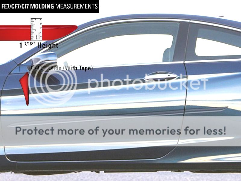 HONDA ACCORD 2 DOOR PAINTED SIDE MOLDING 2013 - 2017