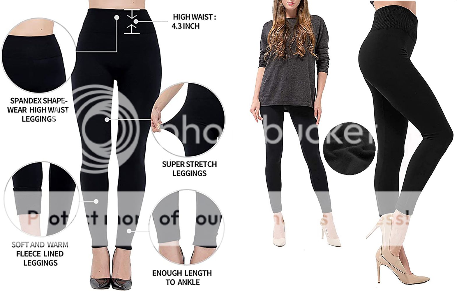 New Plus Size Ladies High Waist Warm Winter Thermal Fleece Lined