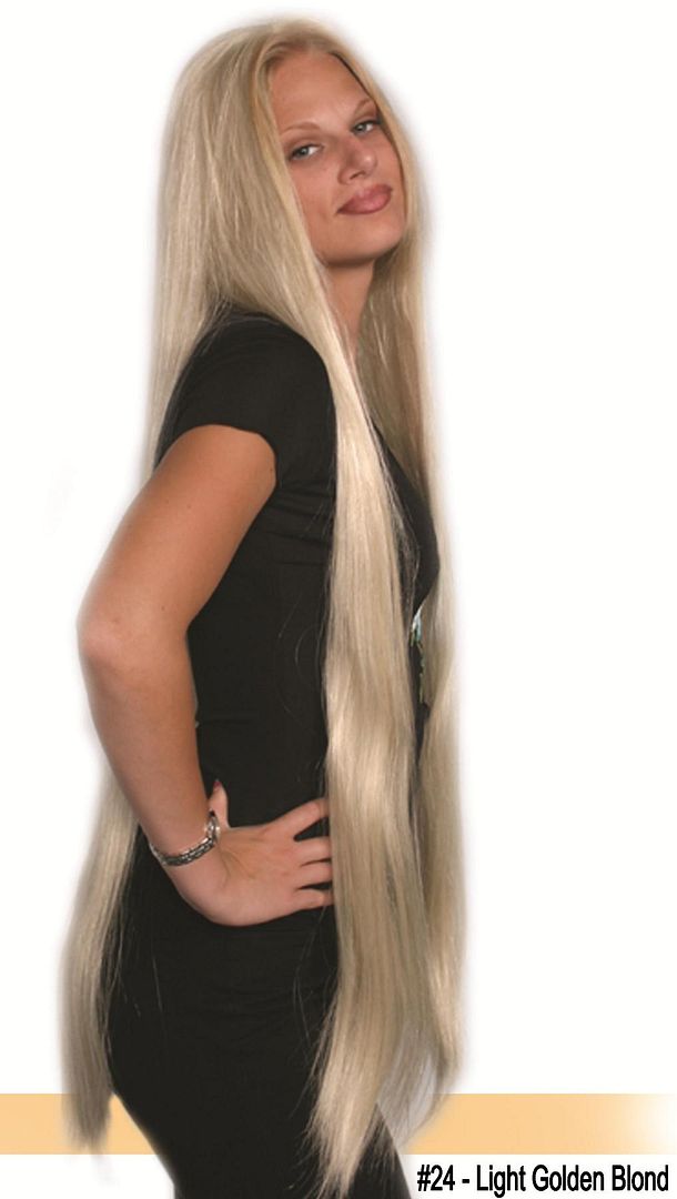 Women 42 Super Extra Long Straight Hair Wig No Bangs Skin Top Gaga