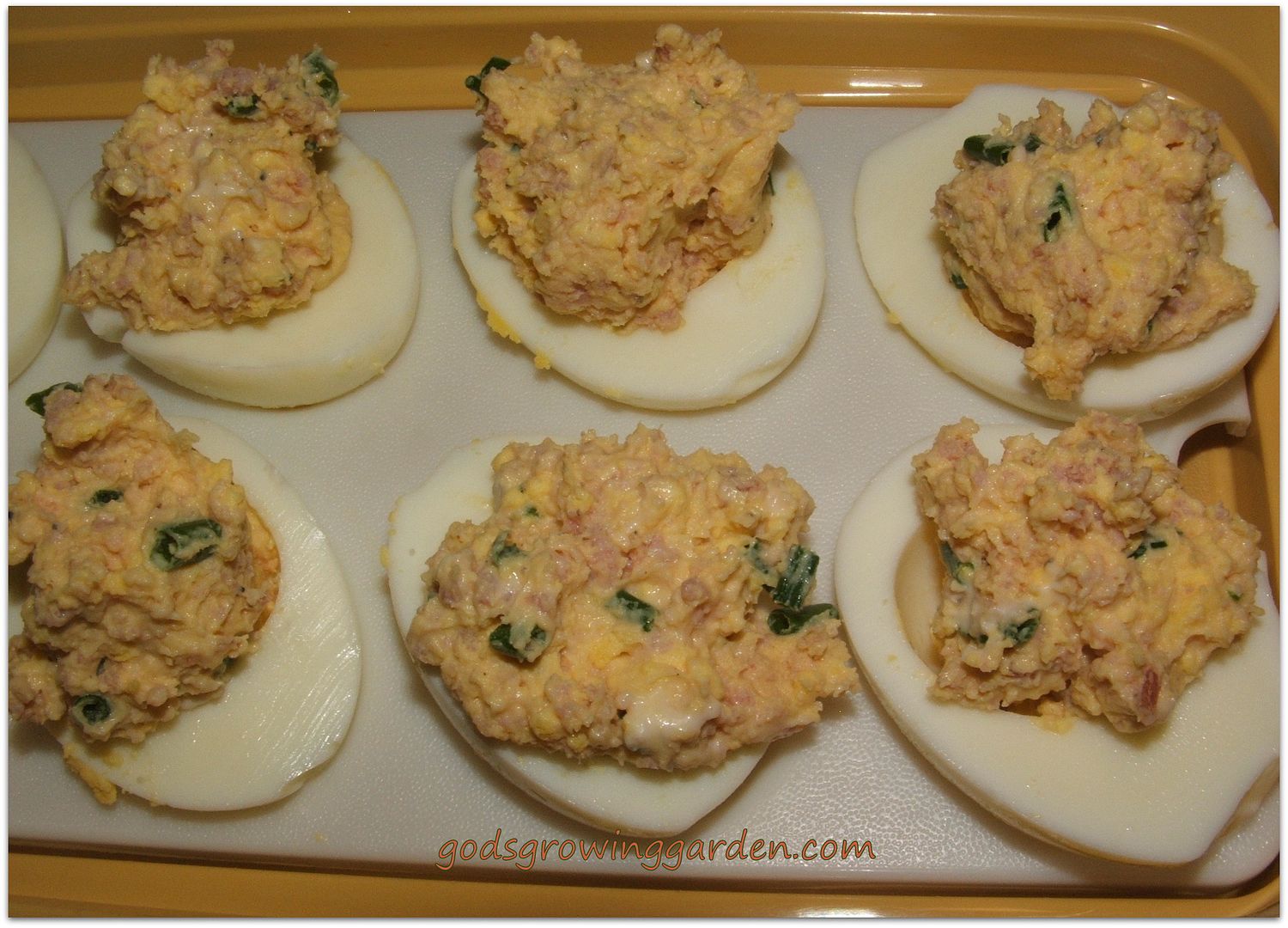 Chives'n Ham Deviled Eggs