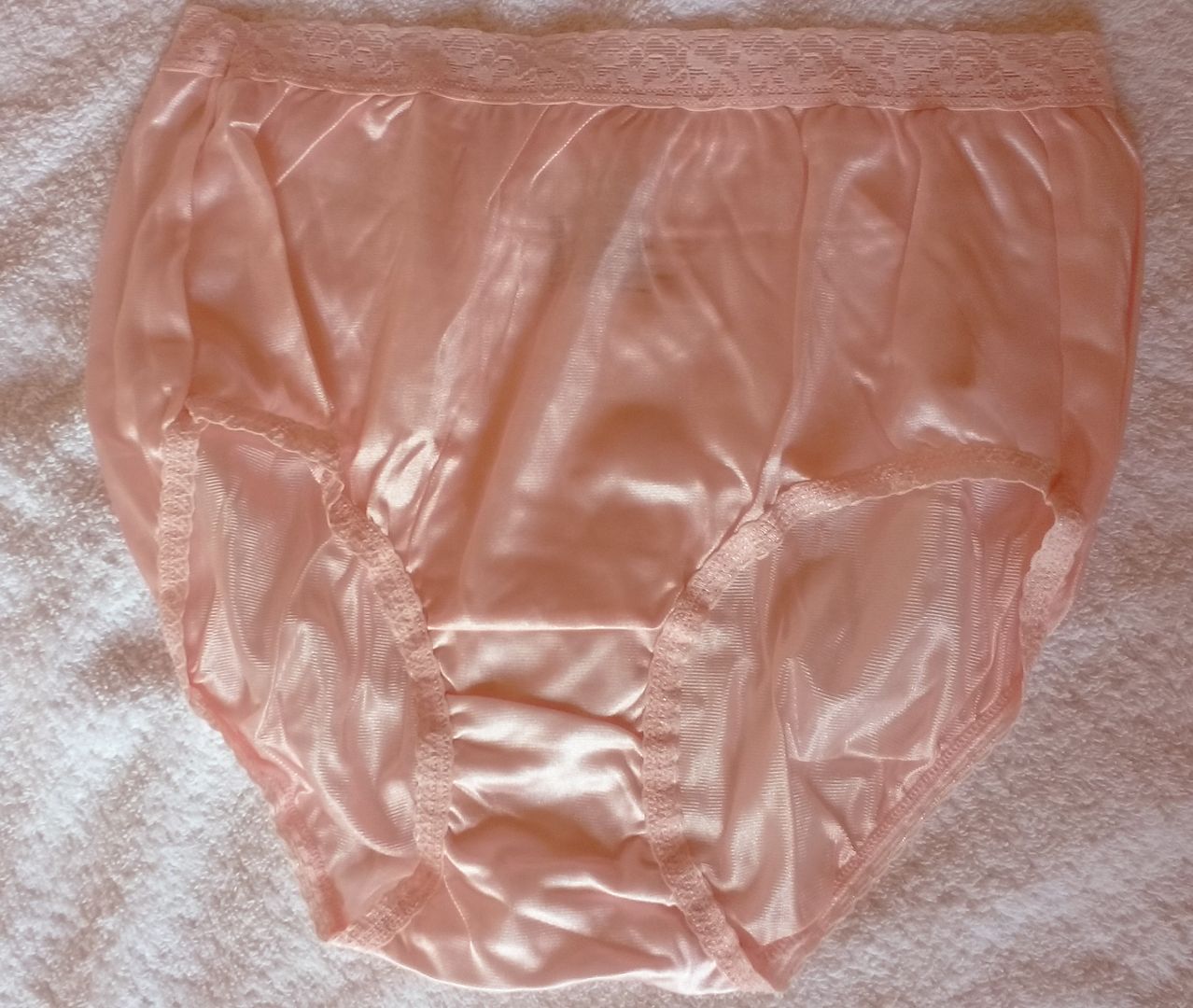 Pretty Peach Silky Vintage Style Nylon Full Panties Brief Knickers M 12