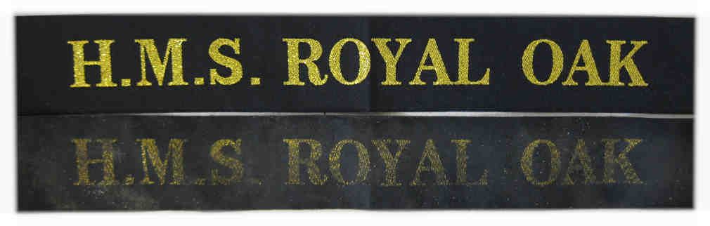British ww2 Royal Navy Tally - Royal Oak