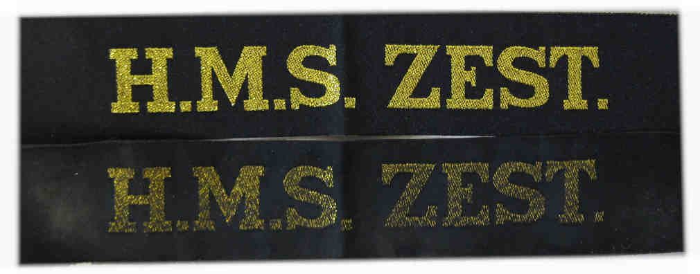 British ww2 Royal Navy Tallies - HMS Zest